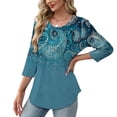 thumbnail image 5 of 3/4 Sleeve Blouses for Women,3/4 Length Sleeve Womens Tops Round Neck Cute Tunic Tops Basic Tees Blouses Loose Fit Pullover 2026 Spring Trendy, 5 of 7