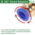 thumbnail image 5 of Unique Bargains Push to Connect Air Fittings 3/8" Bulkhead Union Plastic Metal 4 Pcs Blue Gold Tone, 5 of 7
