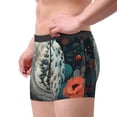 thumbnail image 2 of Sikiie Moon Flower White Owl Print Men's Boxer Briefs, Elastic Waistband Boxer Briefs Leggings-Small, 2 of 5
