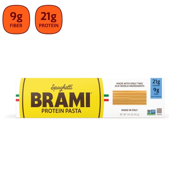 Brami Spaghetti High Protein Pasta, 21g Protein, High Fiber, Shelf-Stable Noodles, 12 oz Box
