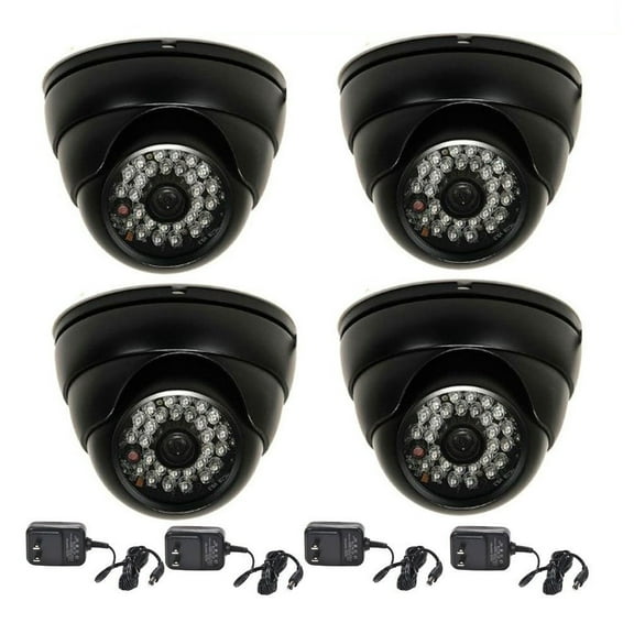 VideoSecu 4x Vandal Proof IR Day Night Built-in 1/3'' Sony CCD Security Camera 480TVL Wide Angle with 4 Power Supply byt
