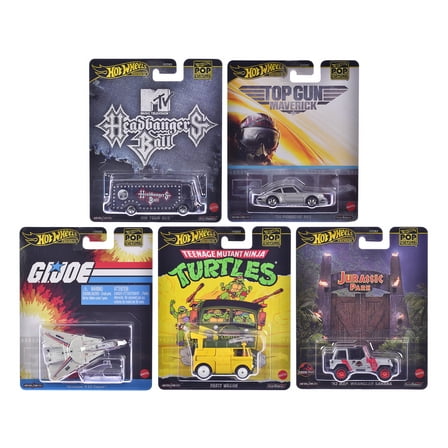 "Pop Culture 2025" 5 piece Set K "Premium Series" Diecast Model Cars by Hot Wheels