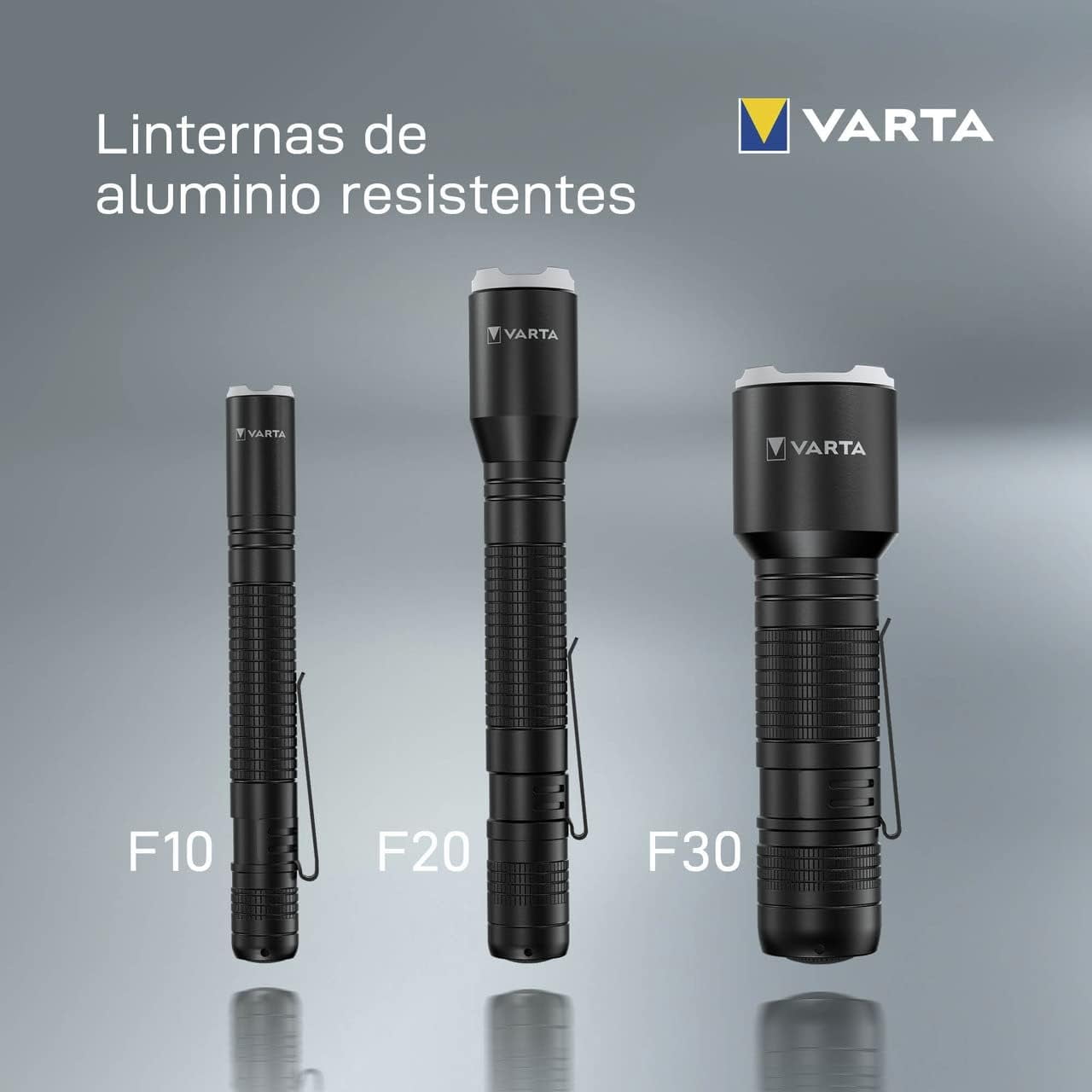 VARTA Aluminium F10 Pro LED Flashlight (incl. 2X Longlife Power AAA Batteries for everyday-use,