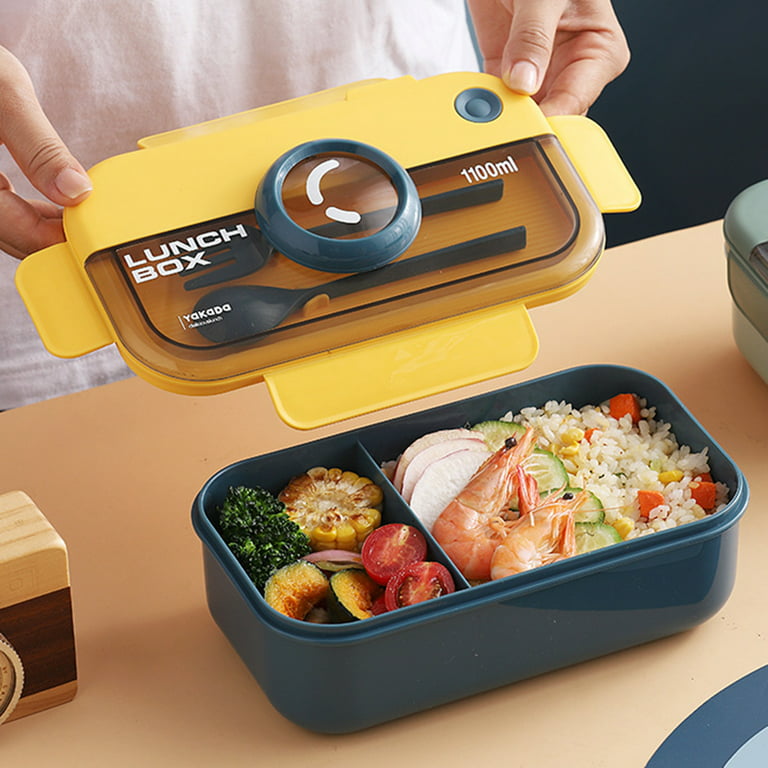 1set Snack Containers with knife and fork, 3 Compartments Bento