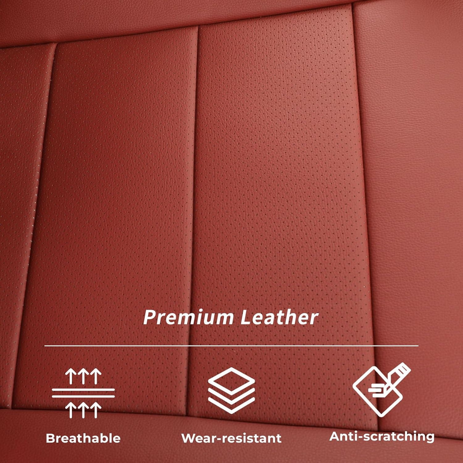 coverdream Tacoma Seat Covers Full Set for 2024-2026Toyota Tacoma Double/Crew Cab SR,SR5,TRD Pro/Sport - Waterproof Leather Auto Seat Covers(Wine Red)