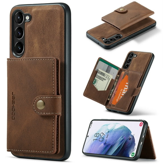 Decase for Samsung Galaxy S23 FE Detachable Wallet Case,2-IN-1 Function PU Leather Card Slots Stand Anti-Scratch Drop Protection Shockproof Cover Support Wireless Charging for Samsung S23 FE,Brown