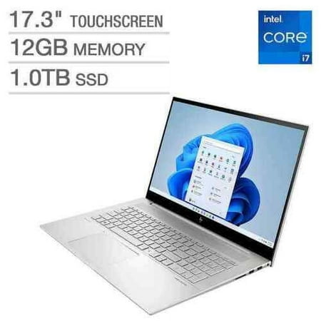 HP ENVY 17.3" Touch-Screen Laptop - Intel Core i7-1255U, 12GB Memory, 1TB SSD, Backlit Keyboard, Windows 11 Home - Natural Silver Notebook - 17-ch2035cl