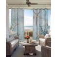 thumbnail image 4 of Teal Ocean Coastal Blackout Curtains for Bedroom, Summer Beach Nautical Coral Starfish Room Darkening Window Drapes for Living Room, Thermal Insulated Grommet Curtains, 42x84 inch, 2 Panels, 4 of 9