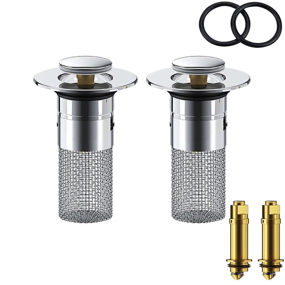Bathroom Sink Drain Strainer,Pop Up Sink Drain Filter with Removable Stainless Steel Filter Basket Catcher,Bathroom Sink Drain Stopper for Bathroom Sink Stopper Replacement,Sink Stopper Hair Catcher