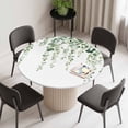 thumbnail image 2 of Green Eucalyptus Leaves Round Fitted Tablecloth with Elastic Edge, Waterproof Table Cloth Table Cover for 36"-44" Tables, Spring Pastoral Rustic Botanical Tablecloths for Dining Picnic Indoor Outdoor, 2 of 9