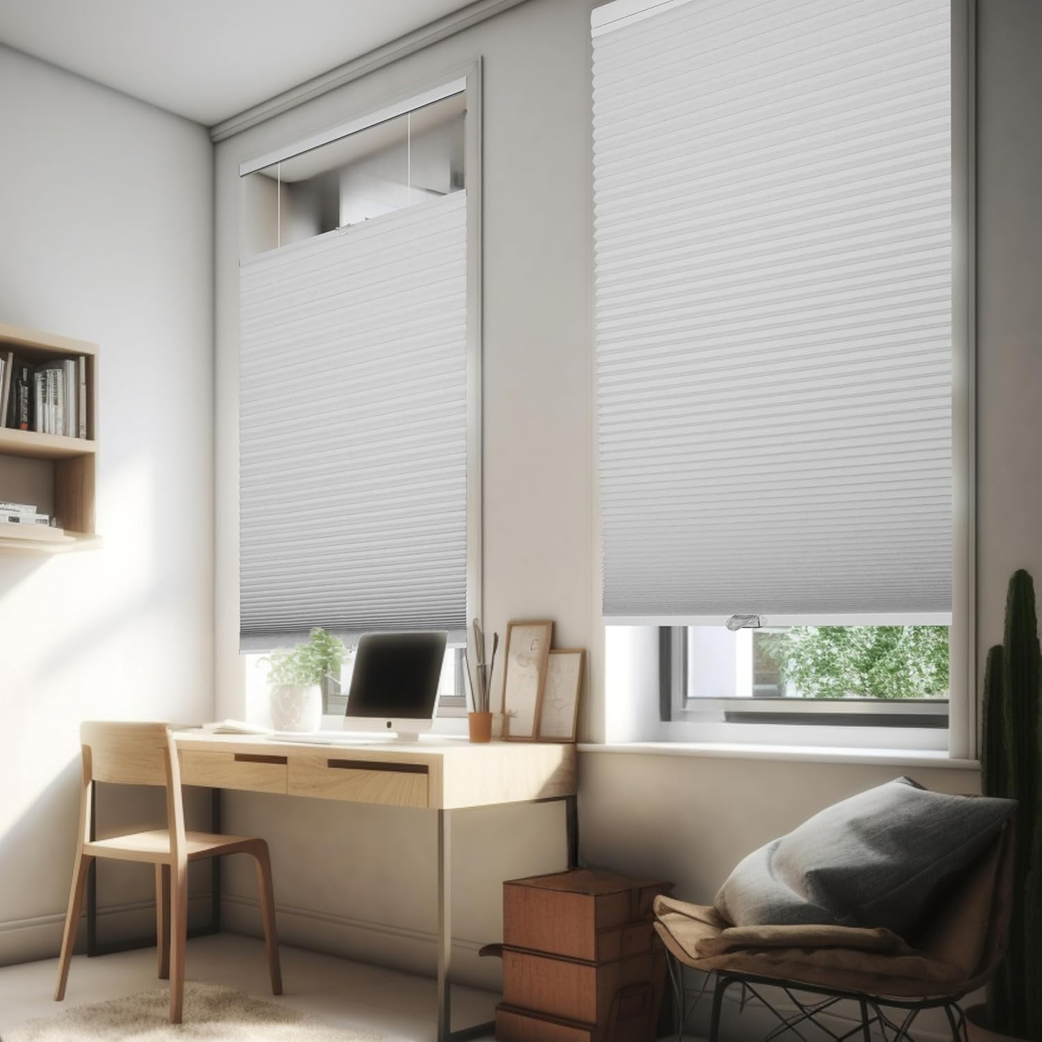 Chicology White Blackout Cordless Top Down Bottom Up Cellular Shades 48.5 in. W x 72 in. L