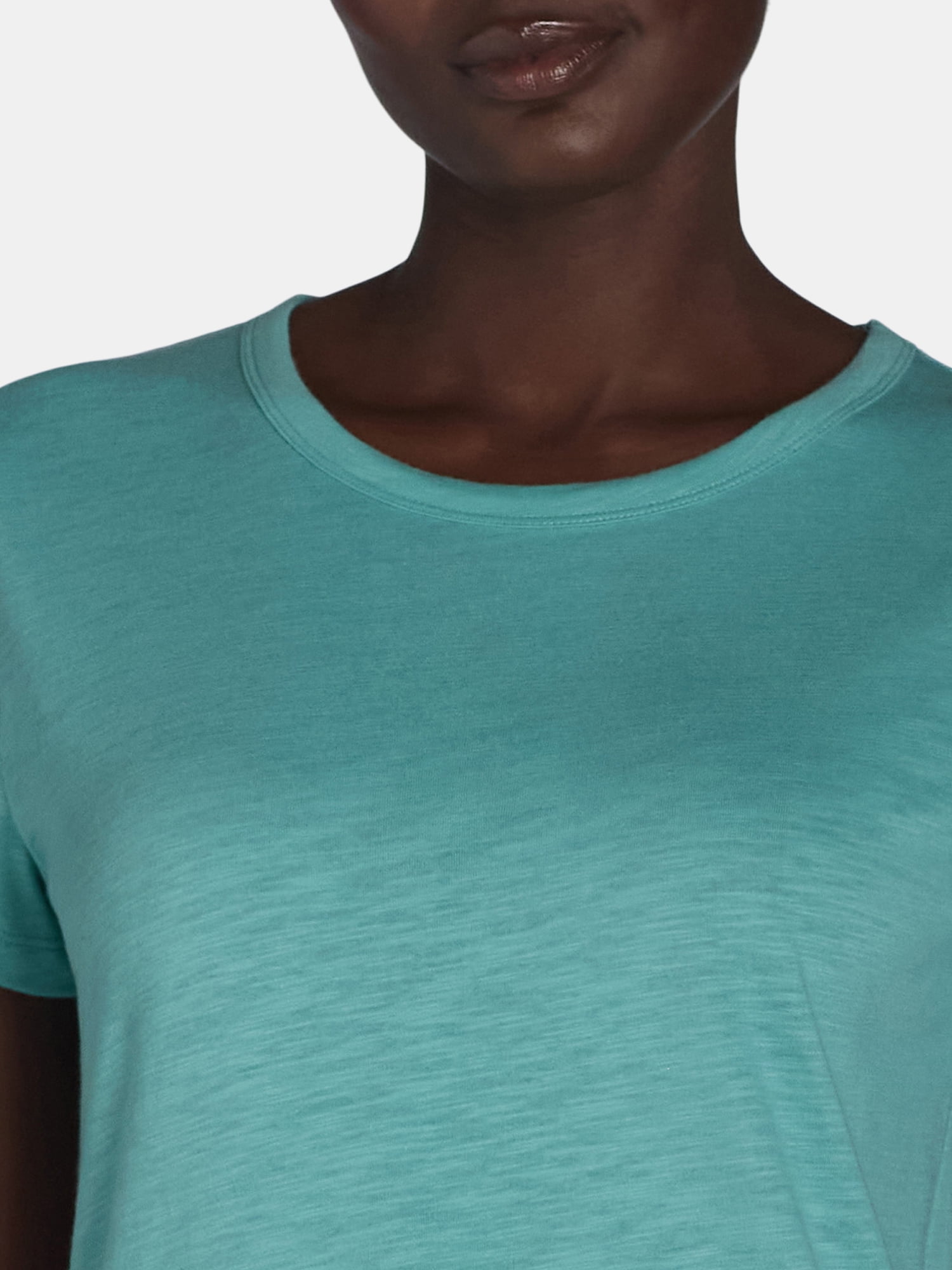 Time and Tru Women’s Slub Jersey Crewneck Tee with Short Sleeves, Sizes XS-XXXL
