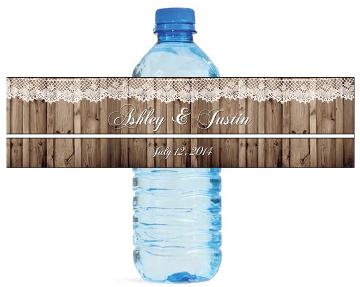 100 Romantic Navy Coral Wedding anniversary Engagement Party Water Bottle Labels 