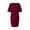 Burgundy, variant on Women's full size round neck half sleeve dress with pockets crafted in one hundred percent polyester fabric for everyday wear