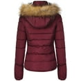 thumbnail image 2 of BodiLover, Women's, Winter Quilted Puffer Short Coat Jacket Plus Sizewith Removable Faux Fur Hood and Zipper, Burgundy, 2X, 2 of 4