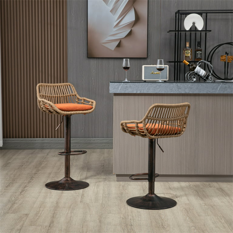 Swivel Bar Stools Set of 2, Adjustable Counter Height Bar Chairs