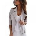 thumbnail image 4 of Women Slim Jacket Autumn Winter Long Sleeve Zip Lapel Collar Lightweight Cropped Coat, 4 of 7