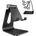 thumbnail image 1 of Soporte ajustable para teléfono celular, soporte para teléfono, base, base, soporte, soporte de escritorio de aluminio compatible - Negro, 1 of 4