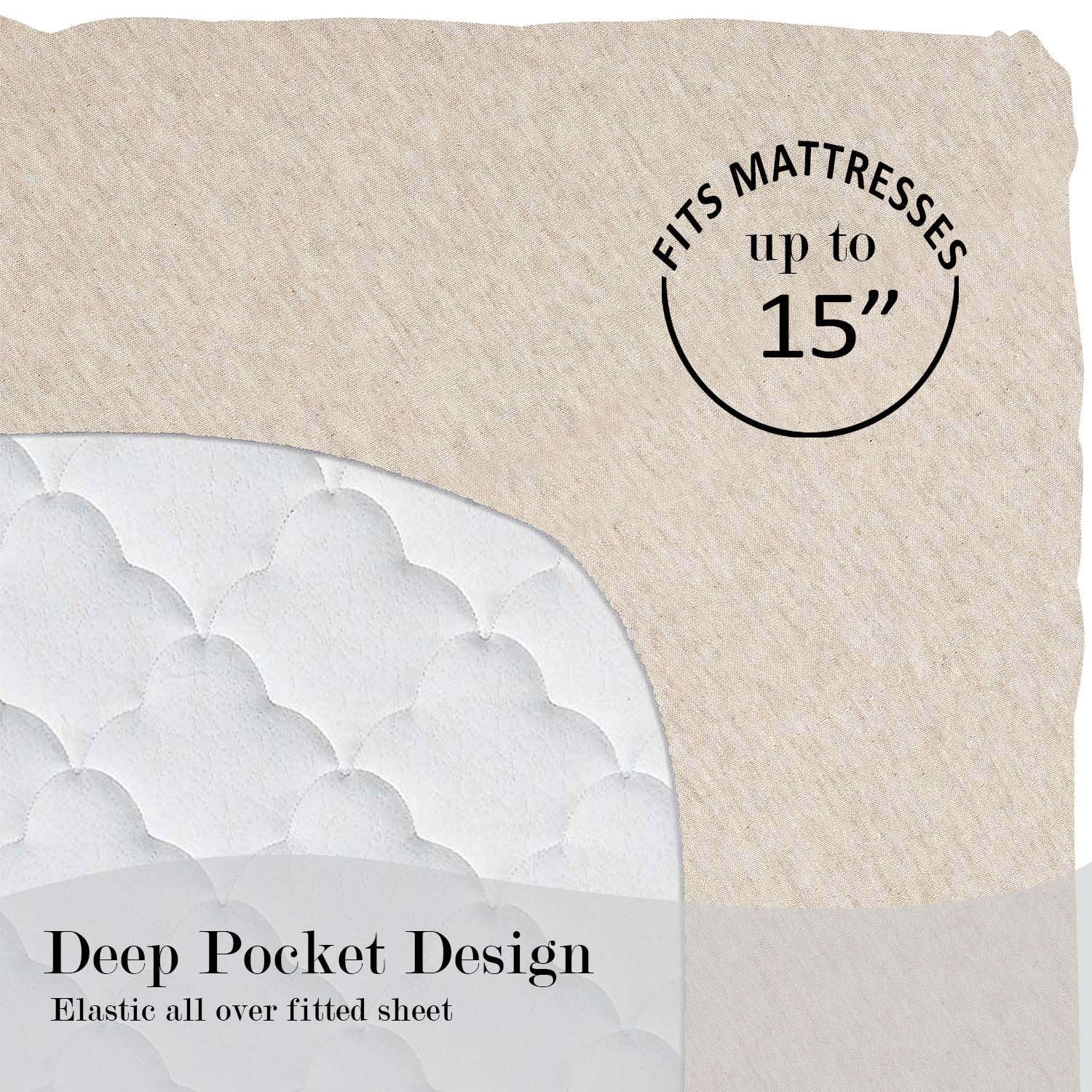 Mainstays Cotton Rich Extra Soft Jersey Bed Sheet Set, Queen, Oatmeal, 4 Pieces, Jersey Sheet Set Cotton and Polyester