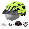 thumbnail image 1 of Casco de ciclismo Lixada HT-23 con visera y gafas magnéticas desmontables - Protección UV y 21 ventilaciones para máxima frescura (Negro/Verde), 1 of 7