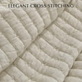 thumbnail image 3 of EVERGRACE Cross Stitch Pre-Washed Cotton Quilt Bedding Set Queen Size, Oversized 3 Pieces Lightweight Bedspread Coverlet for All Season, with 2 Matching Shams, Flax Beige, 92"x96", 3 of 7