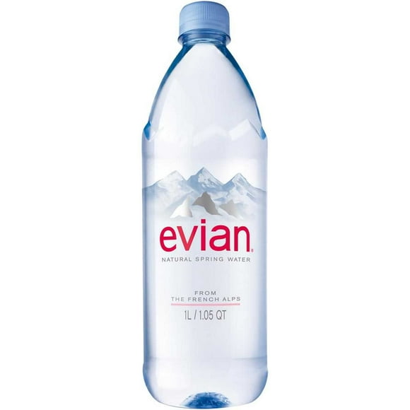 Evians Spring Water, Spring Water, Plastic, Pack of 12, Size - 33.8 FZ, Quantity - 1 Case