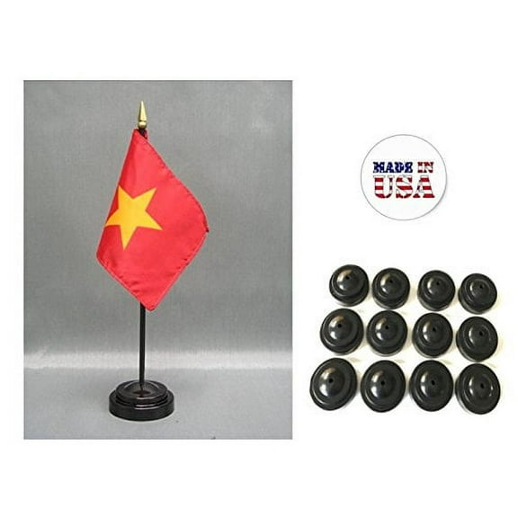 Box of 12 Vietnam 4"x6" Miniature Desk & Table Flags Includes 12 Flag Stands & 12 Vietnamese Small Mini Stick Flags