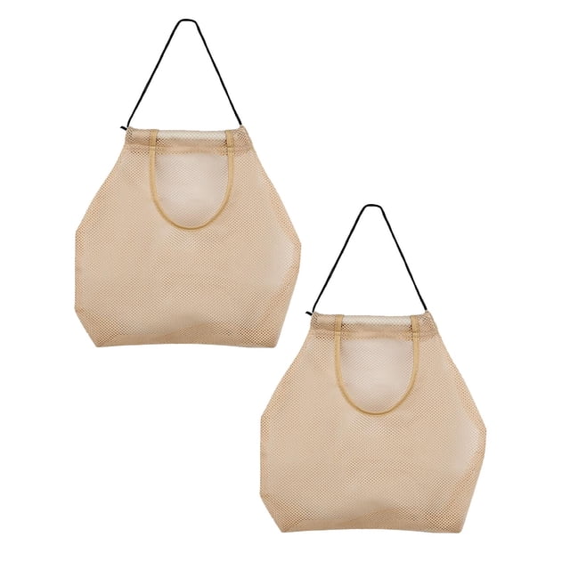 Oleegame 2 Pcs Sac de Rangement pour Fruits et Légumes Pliable Sac de Courses Réutilisable Sac de Recyclage Beige