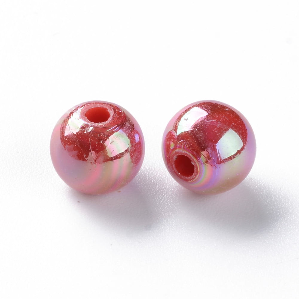 Opaque Acrylic Beads AB color Plated Round FireBrick 8x7mm Hole: 2mm 1745pcs/500g