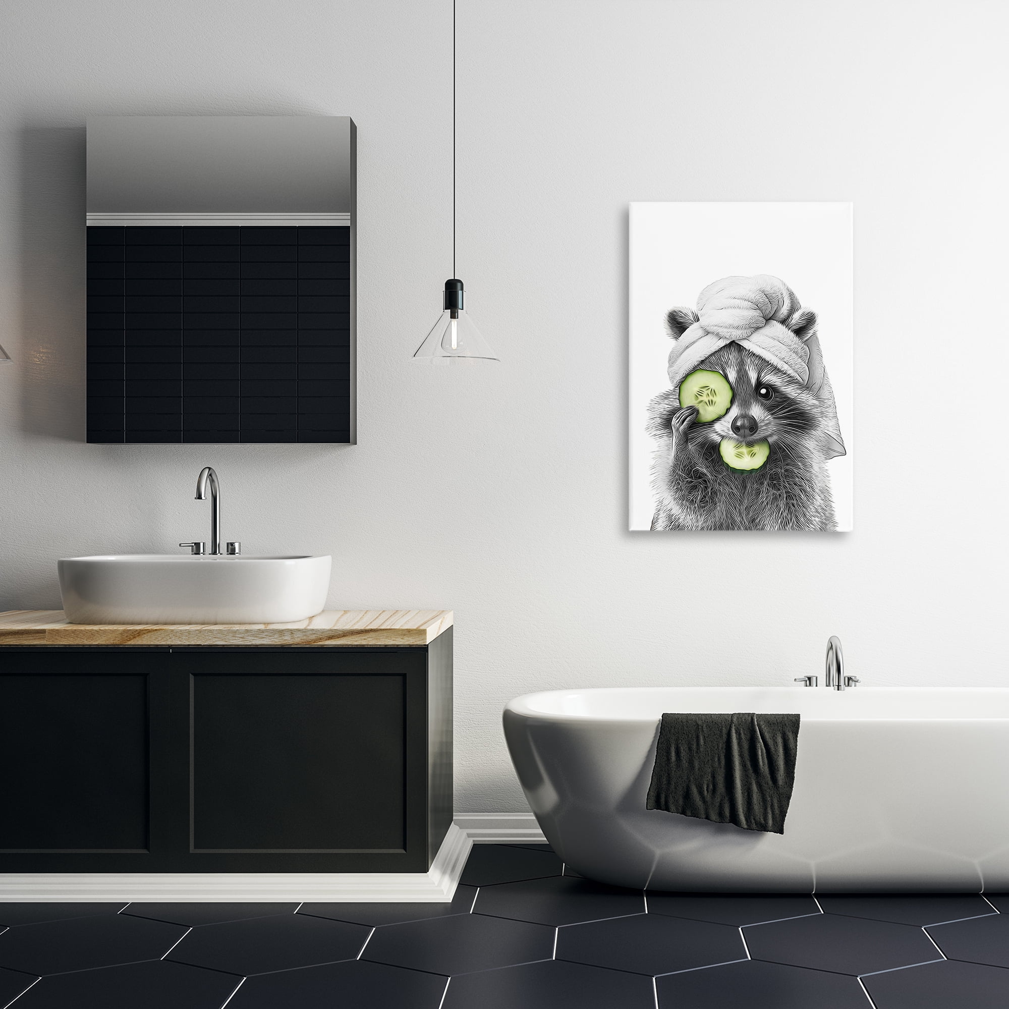 Stupell Industries Raccoon Spa Day Typography Painting Gallery Wrapped Canvas Art Print Wall Art, 20 x 30