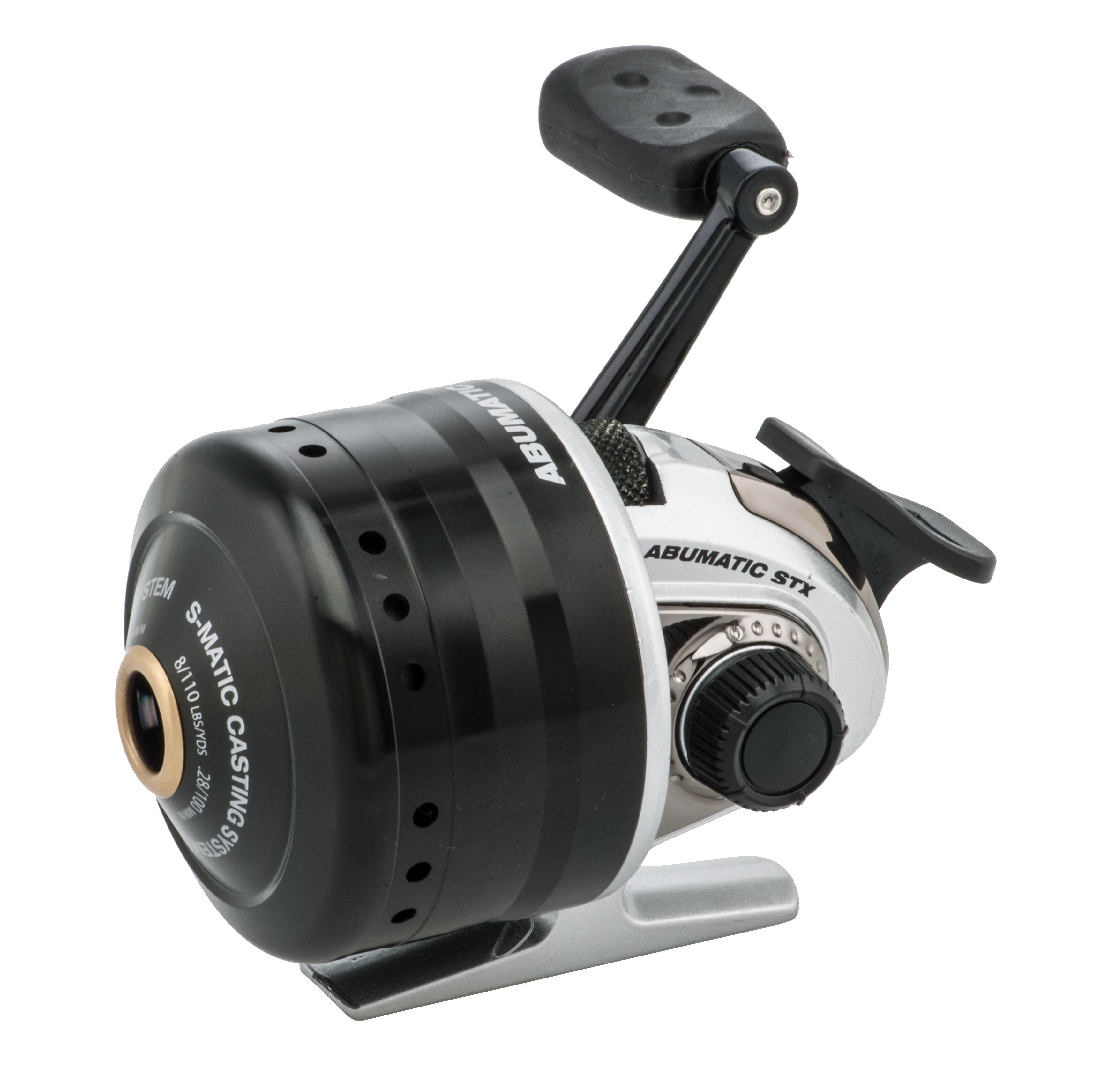 abu garcia abumatic spincast reel 110yd Abu Garcia Abumatic STX Spincast Reel 10, 3.6:1 Gear Ratio, 4 Bearings, 8  lb Max Drag, Right Hand