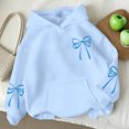 thumbnail image 2 of Posijego Girls Cute Hoodies Bow Print Valentine's Day Pullover Hooded Sweatshirts Long Sleeve Tops with Pocket, 2 of 7