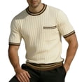 thumbnail image 4 of Ringer Tee Men Summer Fashion Ribbed Knit Crew Neck Short Sleeve Mens T-Shirts Casual Tops, 4 of 6