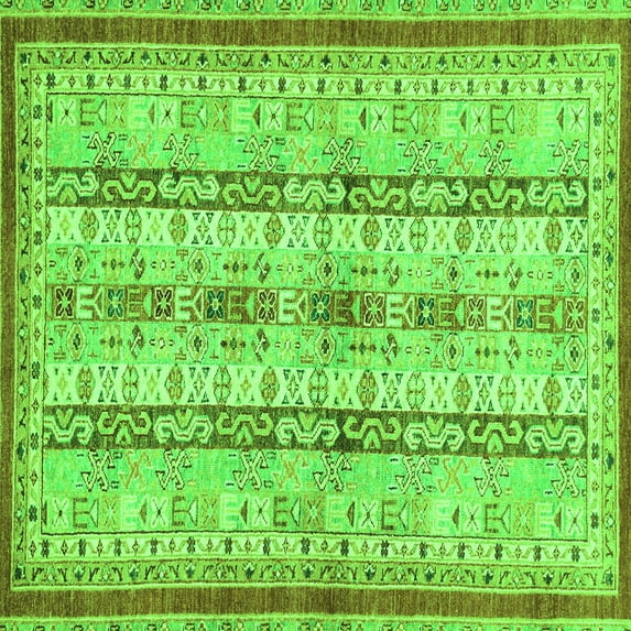 Ahgly Company Indoor Square Abstract Green Modern Area Rugs, 4' Square