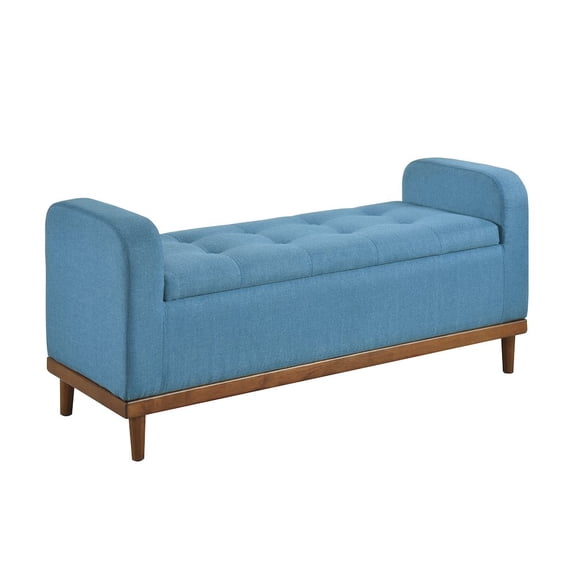 Lexicon Brigitte Fabric Lift Top Storage Bench in Blue
