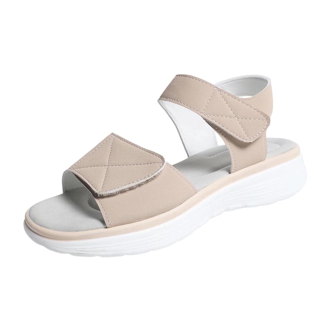Sandalias Planas de las Mujeres de Moda Redonda Del Dedo Del Pie Abierto Suela Suave Correa Elástica Sandalias, Transpirables Pisos de Verano
