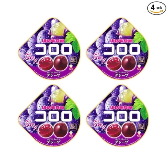 UHA Kororo Grape Gummy Candy 4-Pack, 48g Each