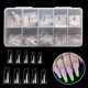 thumbnail image 5 of Fake Nail Coffin Shape Long 500PCS Consejos transparentes para uñas acrílicas French Lady 10 tamaños Half Cover Fake Nail Art Tips Artificial para DIY Nail Salon Xemadio HMHZ108, 5 of 8