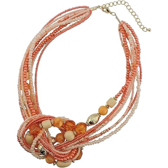 Bocar Statement Seed Beads Necklace for Women Multilayer beaded Collar Necklace