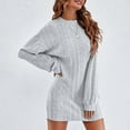 thumbnail image 2 of DHFJKG Sweater Dress For Women Solid Color Round Neck Long Sleeve Loose Fit Mini Dress Casual Comfort Dresses, 2 of 9
