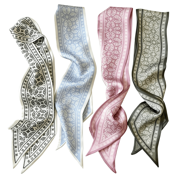 TELOLY 440 Pcs Hair Scarf for Women,35"X2.36" Lightweight Silk Headband,Purse & Bag Scarves Gift Collection Versatile Hair Scarf for Women