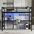 thumbnail image 2 of Bellemave Twin XL Size Loft Bed with Desk and LED Light Modern Metal Loft Bed with Power Outlet and Guardrails Space Saving Loft Bed Frame for Kids and Teens (Twin XL, Black), 2 of 11