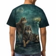 thumbnail image 5 of LAOLIUSN Men's Wolf Print T-Shirt, Moon Forest Graphic Tee, S-4XL, 5 of 7