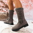 thumbnail image 6 of Bnwani Women Low Heel Boots Shoe Toe Chunky High Mid-Calf Ankle Fleece Solid Snow Boot Gray Size 7, 6 of 6