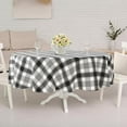 thumbnail image 6 of Buffalo Plaid Oval Tablecloth 60x84 Inch, Black and White Country Tablecloth Classic Rustic Polyester Waterproof Tablecloth for Farmhouse Kitchen Decor/Indoor and Outdoor Tables/Parties/Picnics, 6 of 6