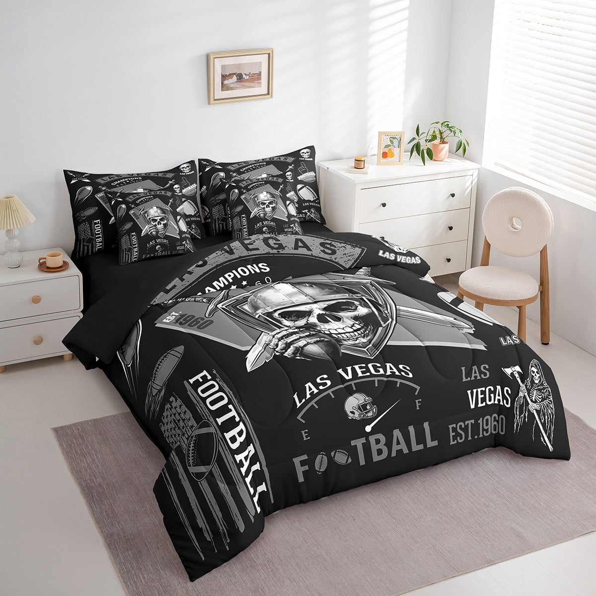 Erosebridal Football Bettwäsche-Set Für Jungen, Doppelbett-Größe, Mit Tiefen Taschen – Philadelphia Eagles Design