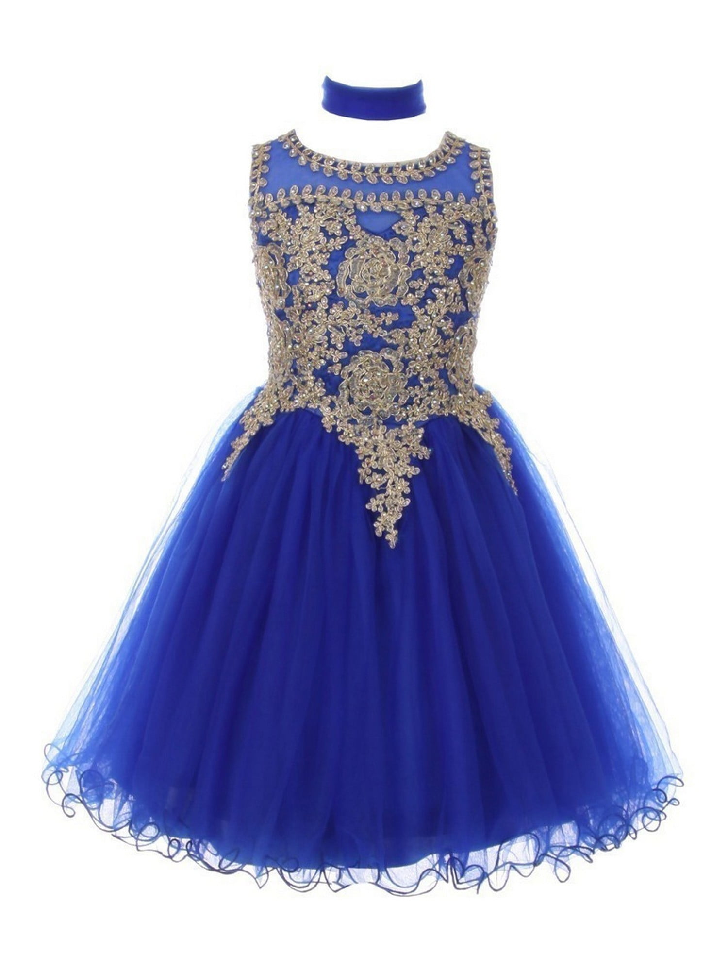 blue and gold party dress