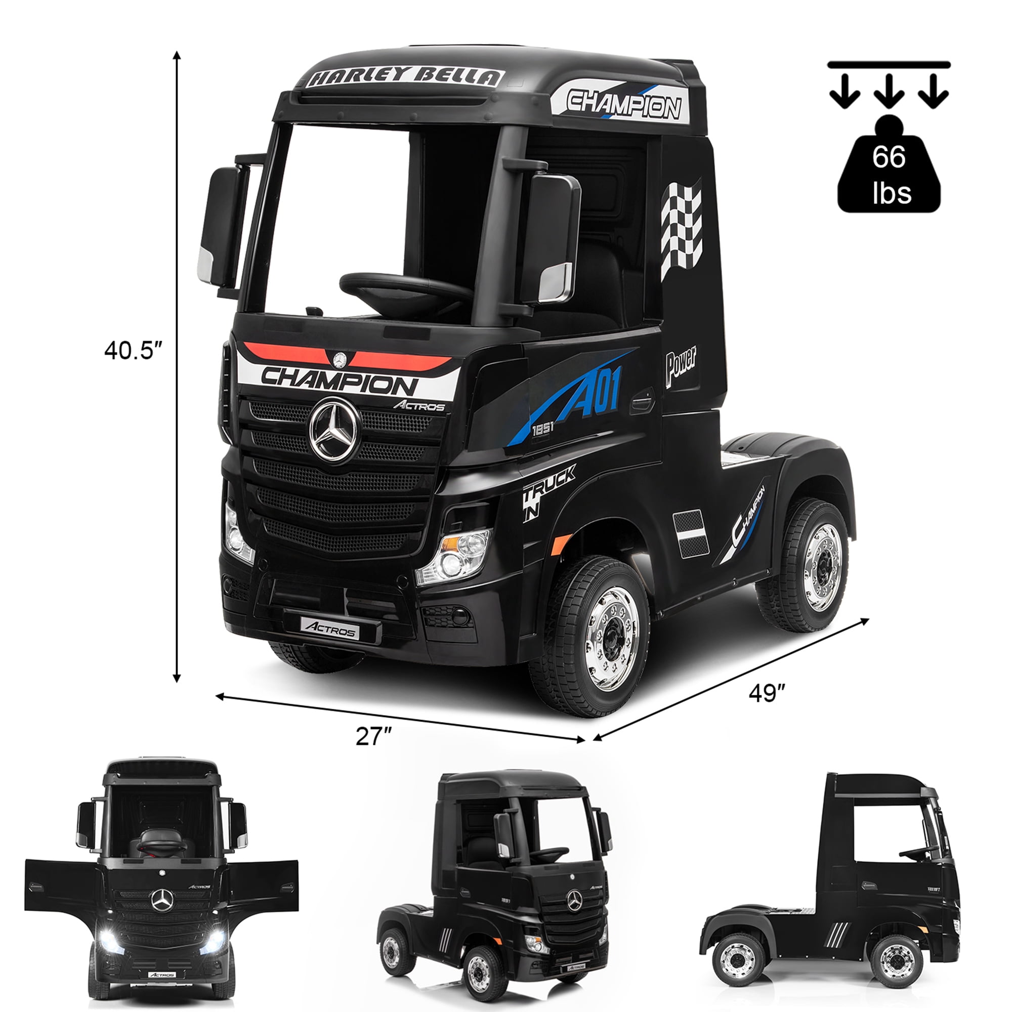 Mercedes-Benz ACTROS ラジコン Gymax 12V Electric Kids Ride on Car Mercedes Benz Actros w