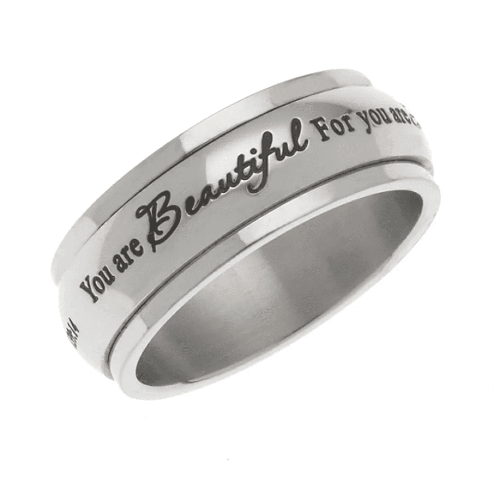 8mm Women's Spinner Ring You are Fearfully and Wonderfully Made, Psalm 13914 Christian