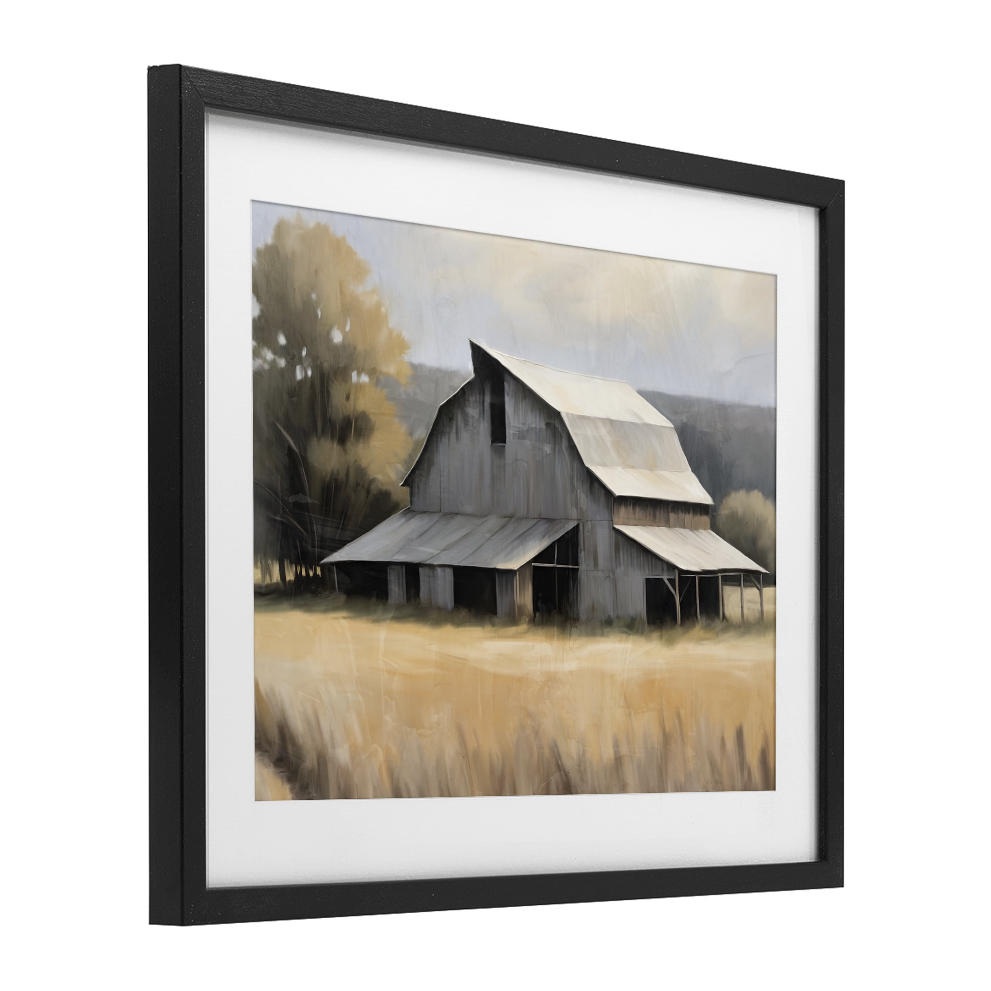 Stupell Industries In The Field Farm Structure Black Framed Print Under Glass, design by Kim Allen